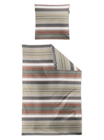 Irisette Komplet pościeli satynowej w kolorze szaro-beżowo-jasnobrązowym