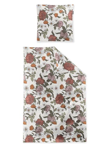 Irisette Komplet pościeli satynowej w kolorze zielono-pomarańczowym