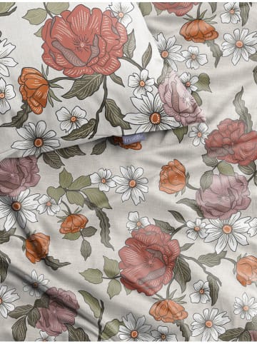 Irisette Komplet pościeli satynowej w kolorze zielono-pomarańczowym