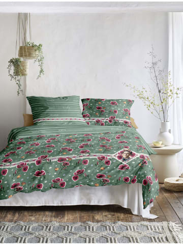 Irisette Komplet pościeli satynowej "Frieda Kahlo" w kolorze zielonym