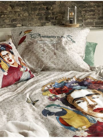 Irisette Komplet pościeli satynowej "Frieda Kahlo" w kolorze beżowym ze wzorem