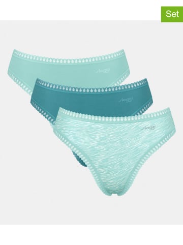 Sloggi 3er-Set: Taillenslips "Crush High" in Türkis/ Blau