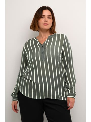 KAFFE curve Blouse donkergroen/wit