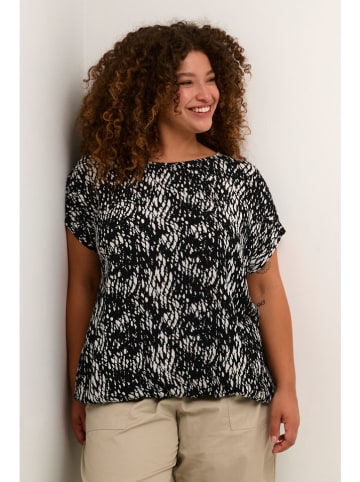 KAFFE curve Bluse "Cami" in Schwarz/ Weiß