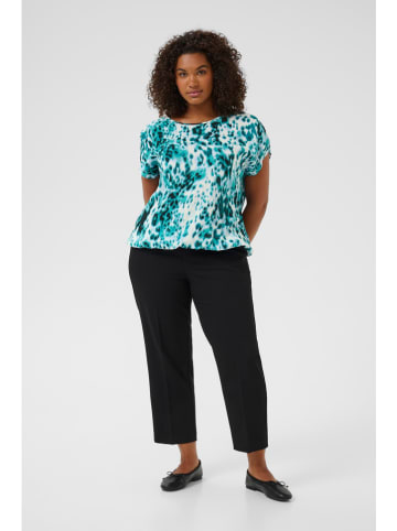KAFFE curve Bluse in Türkis/ Weiß