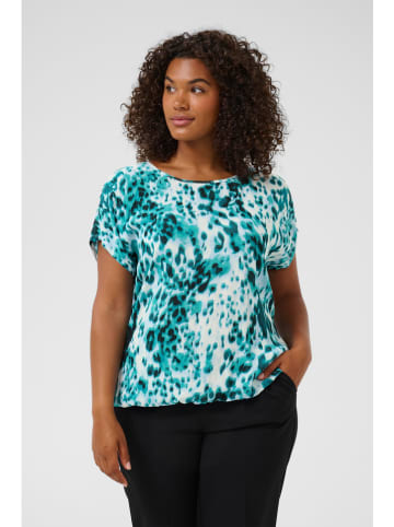 KAFFE curve Bluse in Türkis/ Weiß