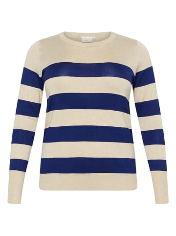 KAFFE curve Trui crème/donkerblauw