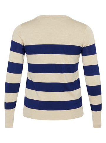 KAFFE curve Pullover in Creme/ Dunkelblau