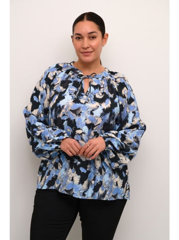KAFFE curve Bluse in Dunkelblau/ Hellblau