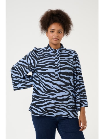 KAFFE curve Bluse in Hellblau/ Dunkelblau