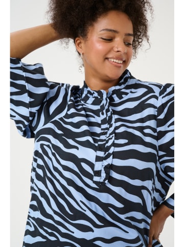 KAFFE curve Bluse in Hellblau/ Dunkelblau