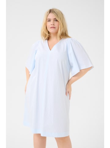 KAFFE curve Jurk lichtblauw/wit