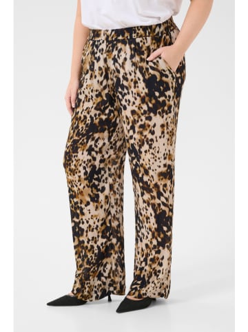 KAFFE curve Spodnie w kolorze czarno-beżowym