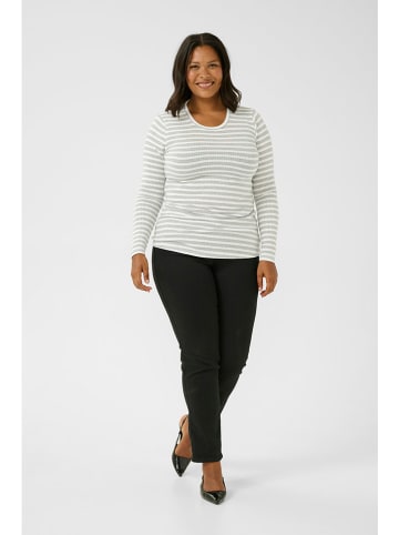 Kaffe Longsleeve in Hellgrau/ Weiß