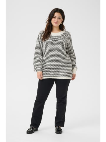 KAFFE curve Pullover in Weiß/ Schwarz