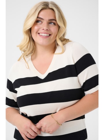 KAFFE curve Pullover in Creme/ Schwarz