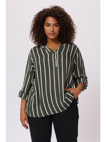 KAFFE curve Bluse in Khaki/ Weiß