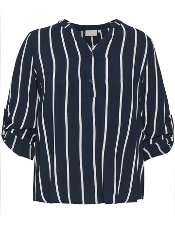 KAFFE curve Bluse "Sida" in Dunkelblau/Weiß