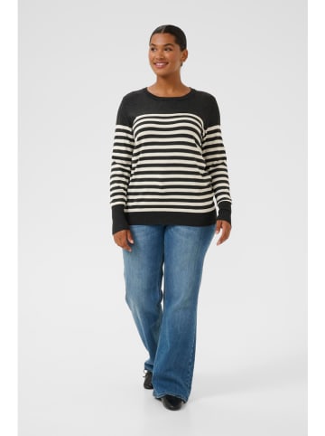 KAFFE curve Pullover in Schwarz/ Creme