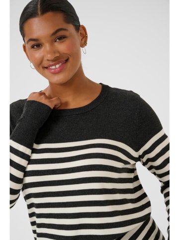 KAFFE curve Sweter w kolorze czarno-kremowym