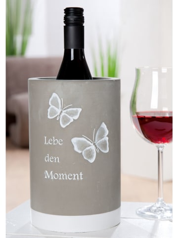 GILDE Schładzacz "Live in the moment" w kolorze szarym do wina - wys. 21,5 cm