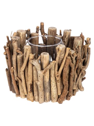 GILDE Świecznik "Medan" w kolorze jasnobrązowym - wys. 14 x Ø 20 cm