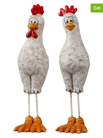 GILDE Figurki dekoracyjne (2 szt.) "Rooster" ze wzorem - 4 x 15 x 5,5 cm