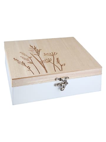 GILDE Pudełko "Meadow Magic" w kolorze biało-beżowym - 18 x 6,5 x 18 cm