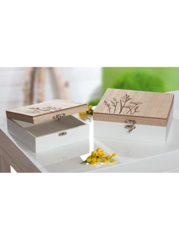 GILDE Pudełko "Meadow Magic" w kolorze biało-beżowym - 18 x 6,5 x 18 cm