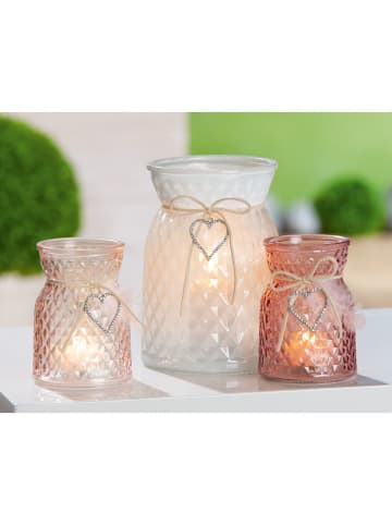 GILDE Świeczniki (3 szt.) w kolorze różowym, jasnoróżowym i białym - wys. 11 x Ø 7,5 cm