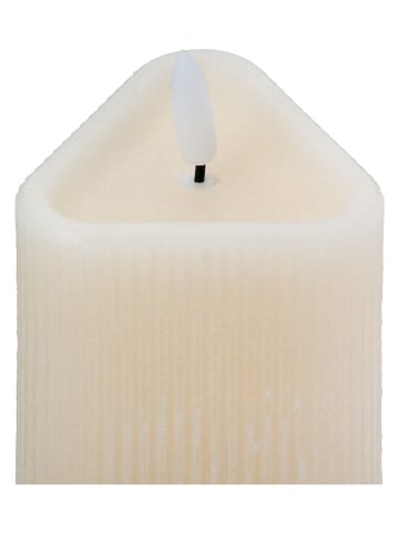 GILDE LED-Kerze "Riffle" in Creme - (B)7 x (H)12,5 x (T)7 cm