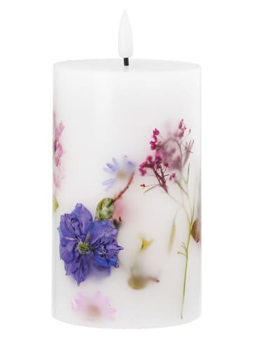 GILDE LED-Stumpenkerze "Dry Flower" in Weiß/ Bunt - (H)12,5 x Ø 7,5 cm