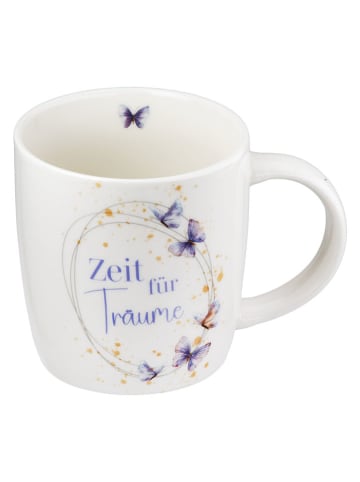 GILDE 2er-Set: Jumbotassen "Schmetterlingstanz" in Weiß/ Lila - 380 ml