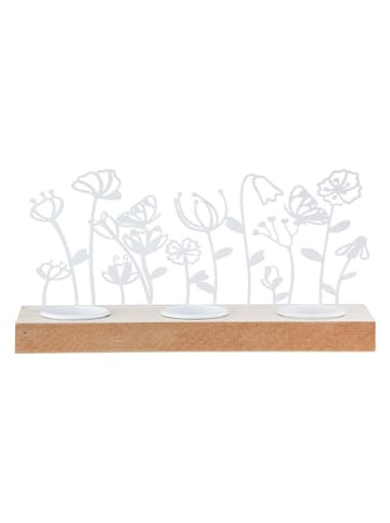 GILDE Windlicht "Frühlingswiese" in Beige/ Weiß - (B)23,5 x (H)11,5 x (T)7 cm