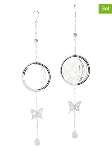 GILDE Zawieszki dekoracyjne (2 szt.) "Maripo" w kolorze srebrnym - dł. 63 cm