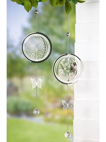 GILDE Zawieszki dekoracyjne (2 szt.) "Maripo" w kolorze srebrnym - dł. 63 cm