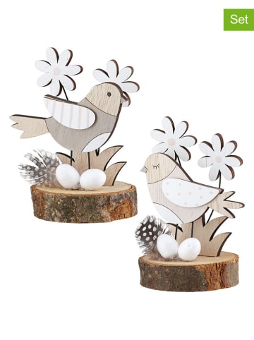 GILDE Dekoracje (2 szt.) "Vicky" w kolorze beżowo-jasnobrązowym - wys. 12 x Ø 7 cm