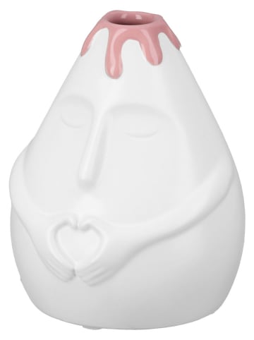 GILDE Wazony (2 szt.) "Heart" w kolorze białym - wys. 13 x Ø 11 cm