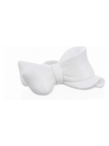 GILDE Świecznik "Bow" w kolorze białym - 13 x 5,5 x 9,5 cm