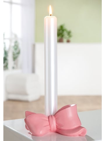 GILDE Świecznik "Bow" w kolorze jasnoróżowym - 13 x 5,5 x 9,5 cm