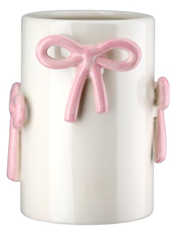 GILDE Wazon "Bow" w kolorze biało-jasnoróżowym - wys. 15 x Ø 12 cm