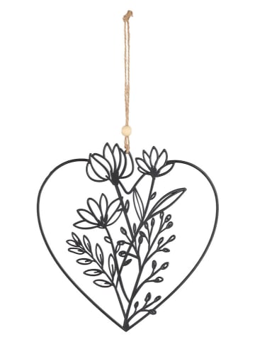 GILDE Zawieszki dekoracyjne (2 szt.) "Wildflowers" w kolorze czarnym - 19 x 18,5 cm