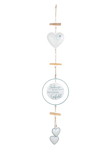 GILDE 2er-Set: Girlanden ''Zuhause/Familie'' in Hellblau/ Grau/ Beige - (L)63 cm