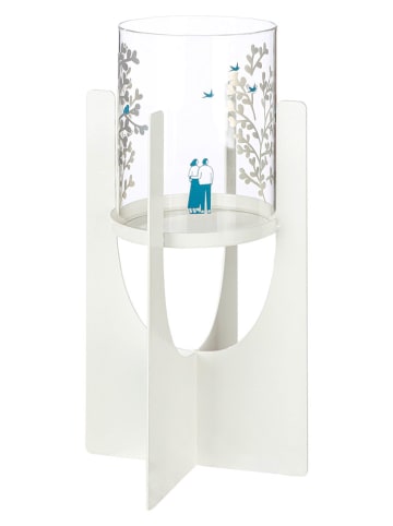 GILDE Świecznik "Moments" w kolorze białym - wys. 30,5 x Ø 15 cm