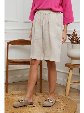 Joséfine Lniane bermudy "Alafolie" w kolorze beżowym