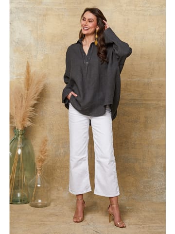 Fleur de Lin Leinenbluse "Dola" in Anthrazit