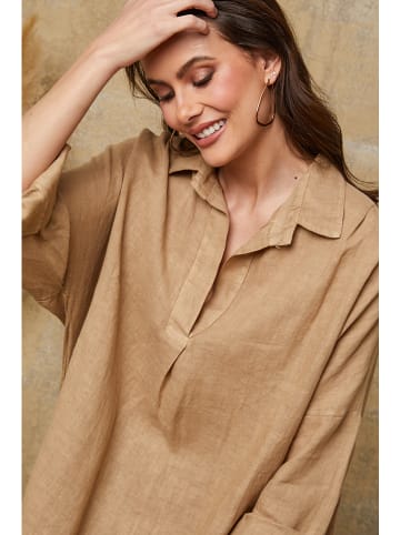 Fleur de Lin Lniana bluzka "Dola" w kolorze karmelowym