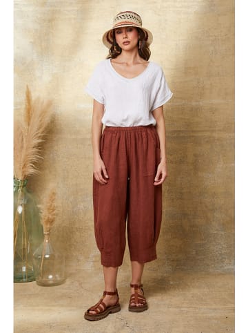 La Compagnie Du Lin Linnen broek "Erus" roestrood