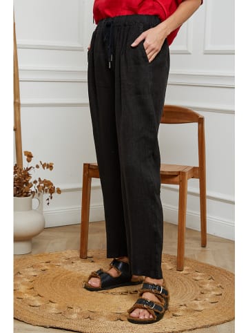 Fleur de Lin Leinen-Hose "Ferria" in Schwarz
