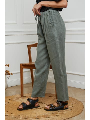 Fleur de Lin Linnen broek "Ferria" kaki